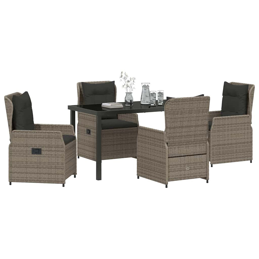 Tuin Eetset 5 pcs Grijs poly rattan