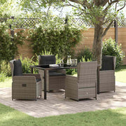 Tuin eettafelset 5-delig grijs poly rattan
