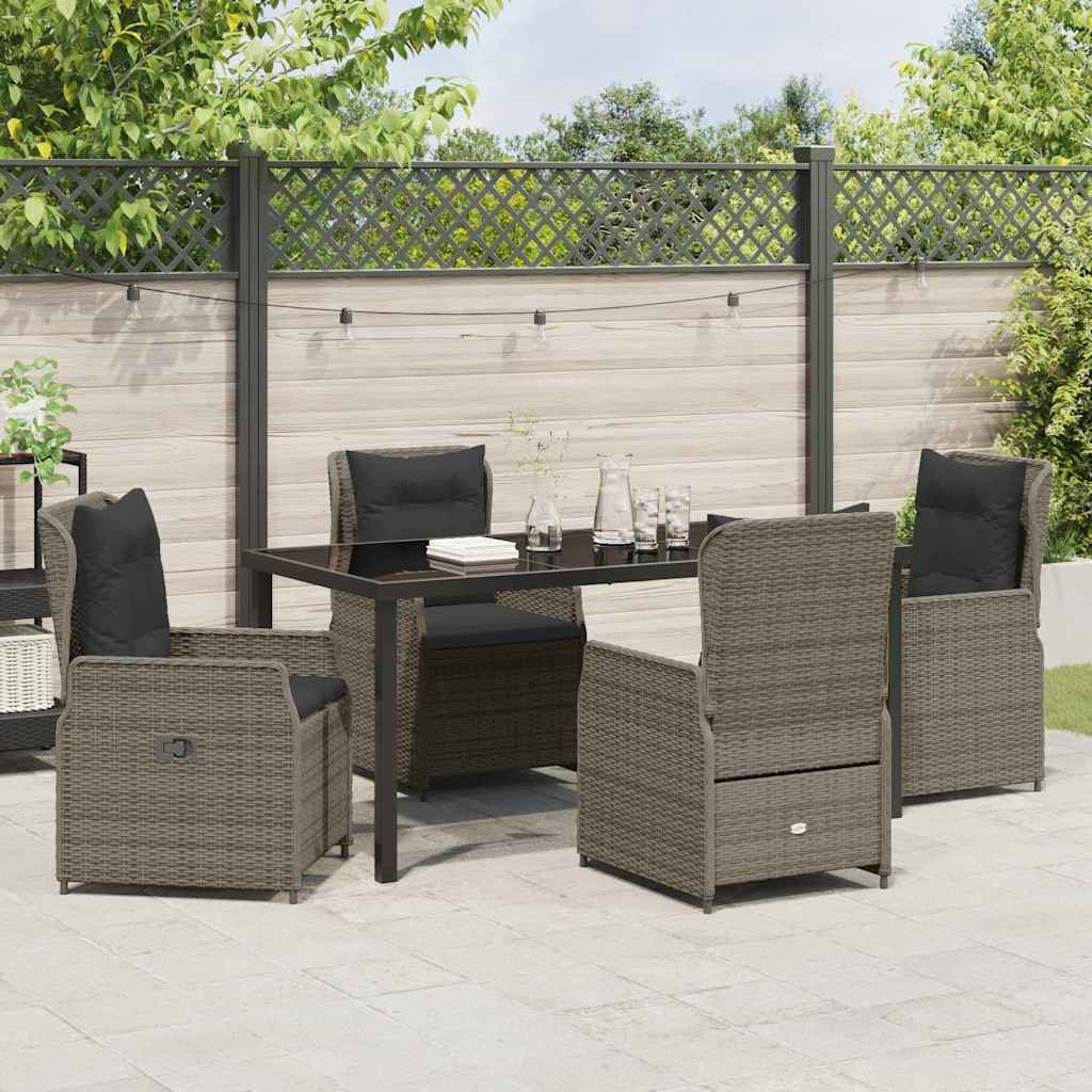 Tuin Eetset 5 pcs Grijs poly rattan