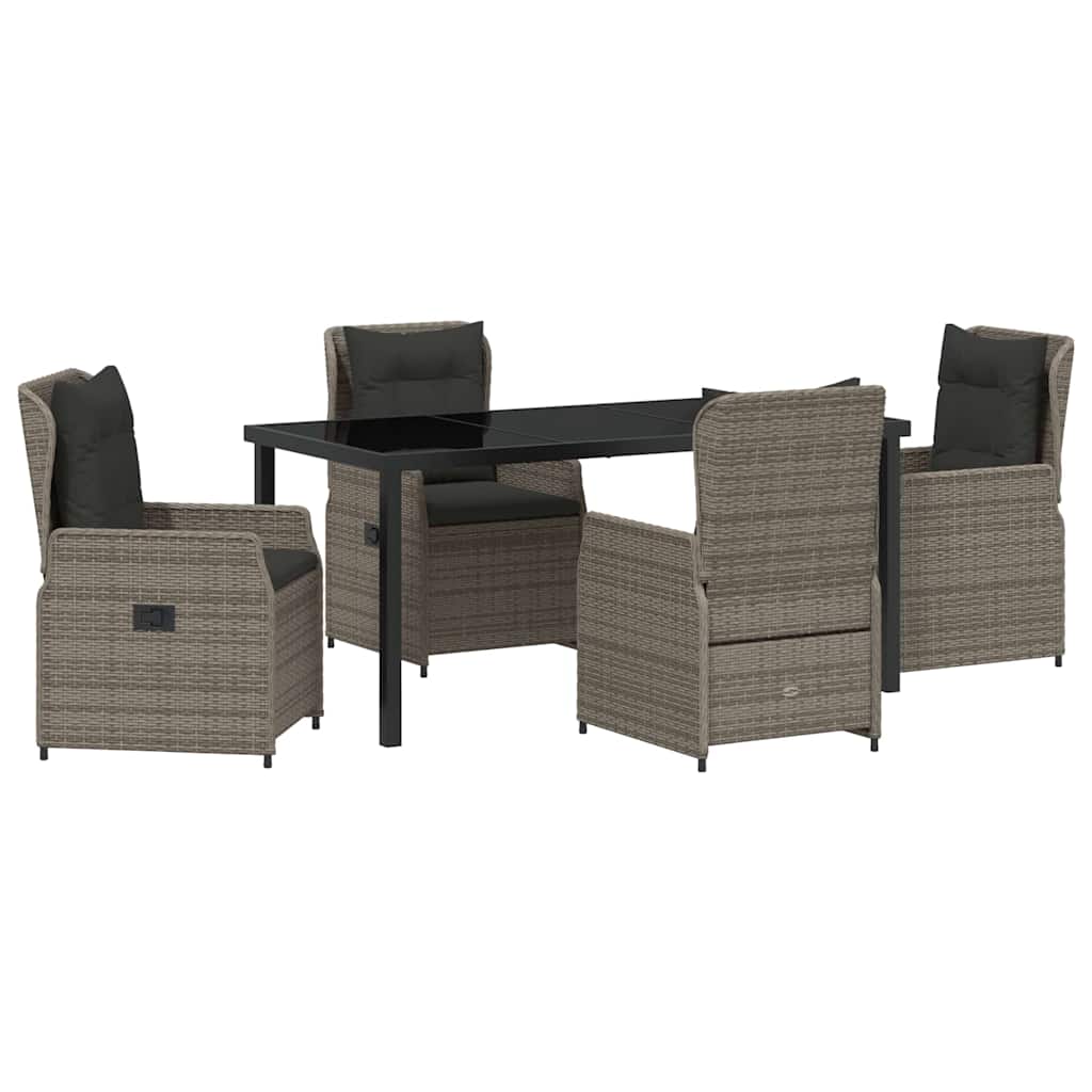 Tuin Eetset 5 pcs Grijs poly rattan