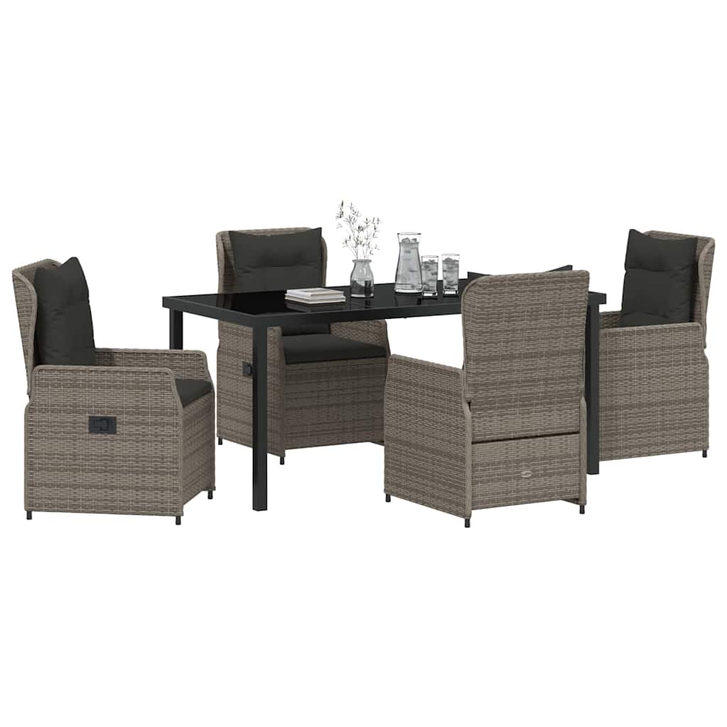 Tuin Eetset 5 pcs Grijs poly rattan