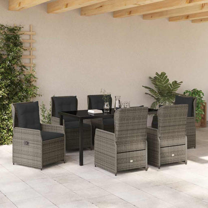 Tuin Eetset 7 pcs Grijs poly rattan
