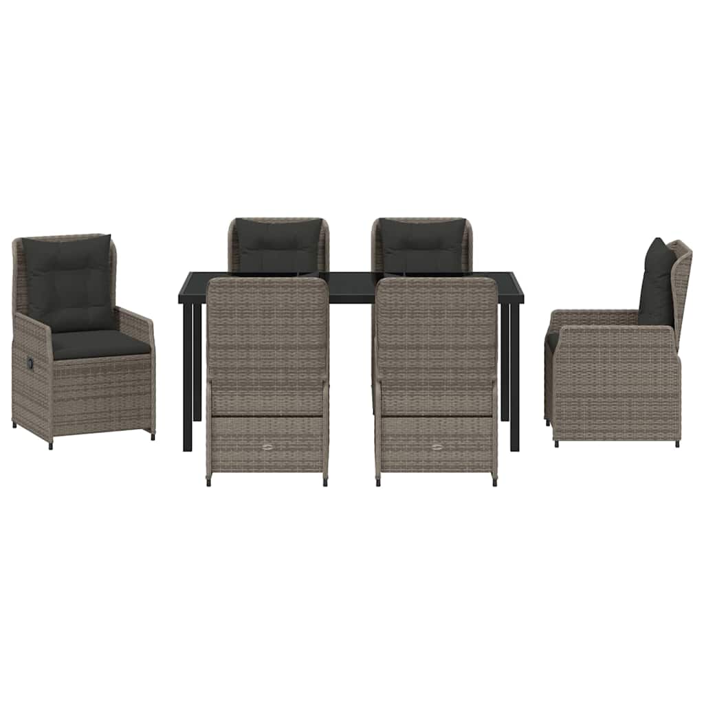 Tuin Eetset 7 pcs Grijs poly rattan