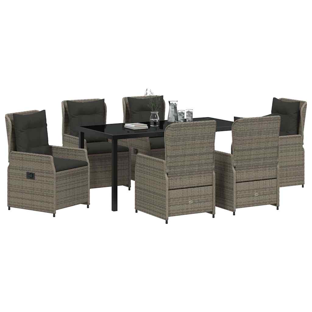 Tuin Eetset 7 pcs Grijs poly rattan