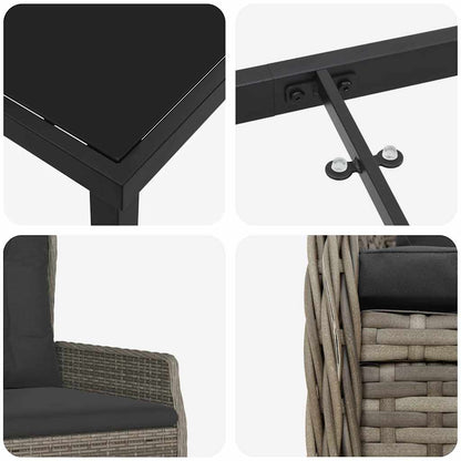 Tuin Eettafelset 7 Pcs Grijs Poly Rattan