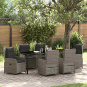 Tuin eettafelset 7-delig poly rattan grijs