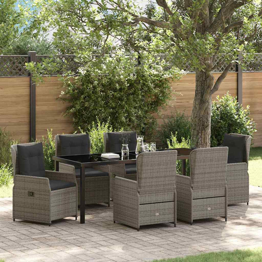 Tuin Eettafelset 7 Pcs Grijs Poly Rattan