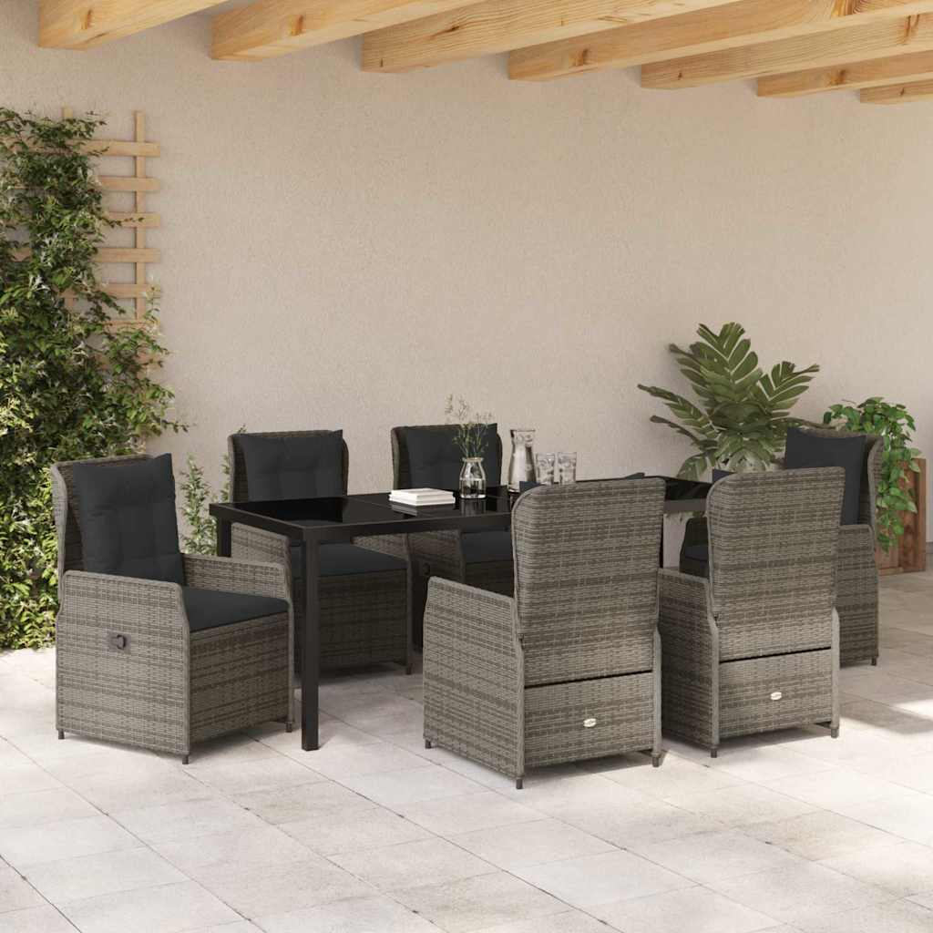 Tuin Eettafelset 7 Pcs Grijs Poly Rattan