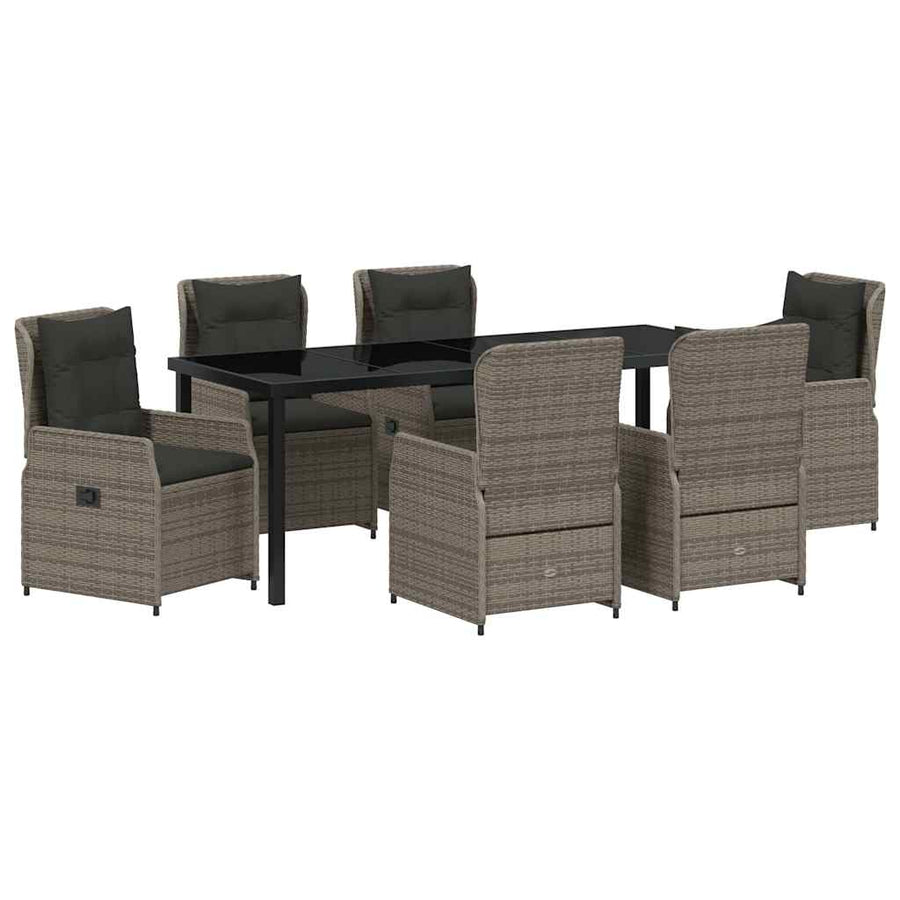 Tuin Eettafelset 7 Pcs Grijs Poly Rattan