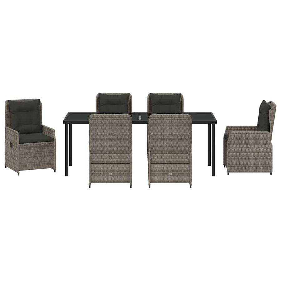 Tuin Eettafelset 7 Pcs Grijs Poly Rattan