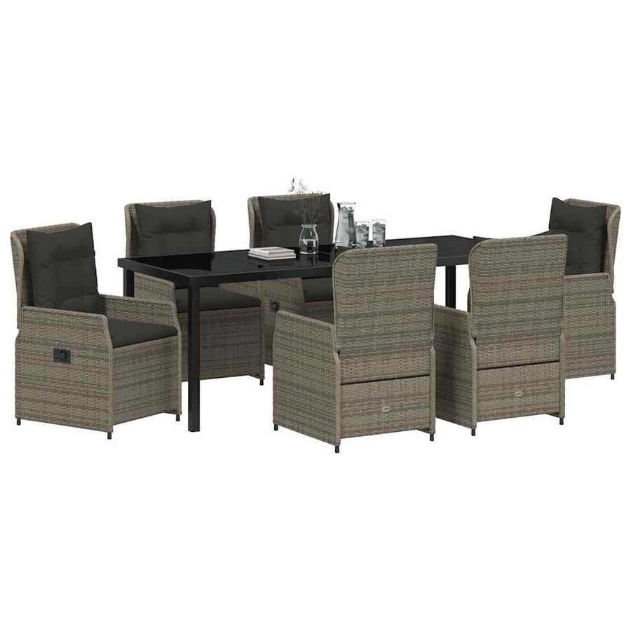 Tuin Eettafelset 7 Pcs Grijs Poly Rattan