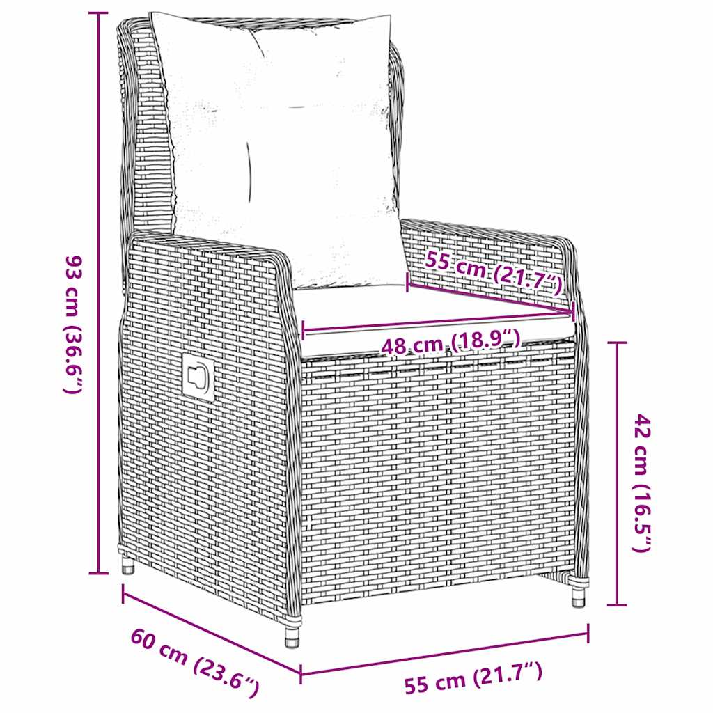 Tuin Eettafelset 7 Pcs Grijs Poly Rattan