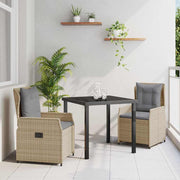 Tuin eettafelset poly rattan beige lichtgrijs 160x80x73 cm