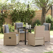 Tuin eettafelset 5-delig poly rattan beige