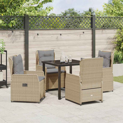 Tuin eettafelset 5 pcs Beige en Licht Grijs poly rattan
