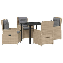 Tuin eettafelset 5 pcs Beige en Licht Grijs poly rattan