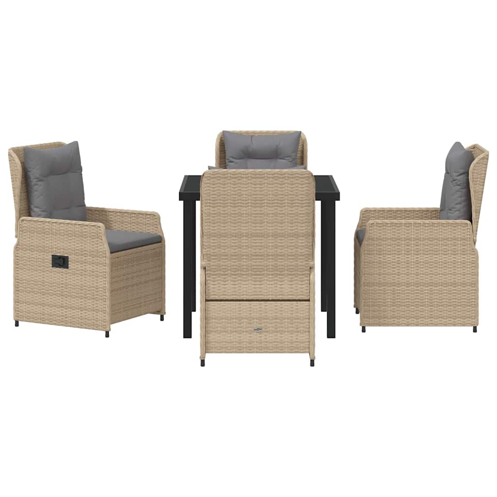 Tuin eettafelset 5 pcs Beige en Licht Grijs poly rattan