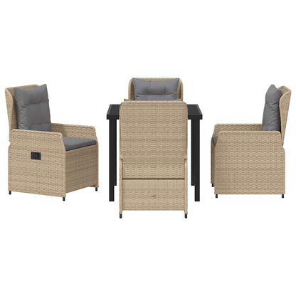 Tuin eettafelset 5 pcs Beige en Licht Grijs poly rattan