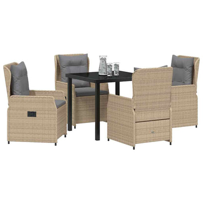 Tuin eettafelset 5 pcs Beige en Licht Grijs poly rattan