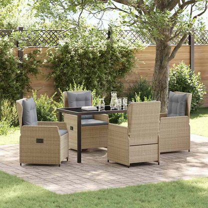 Tuin eettafelset 5 pcs Beige en Licht Grijs poly rattan