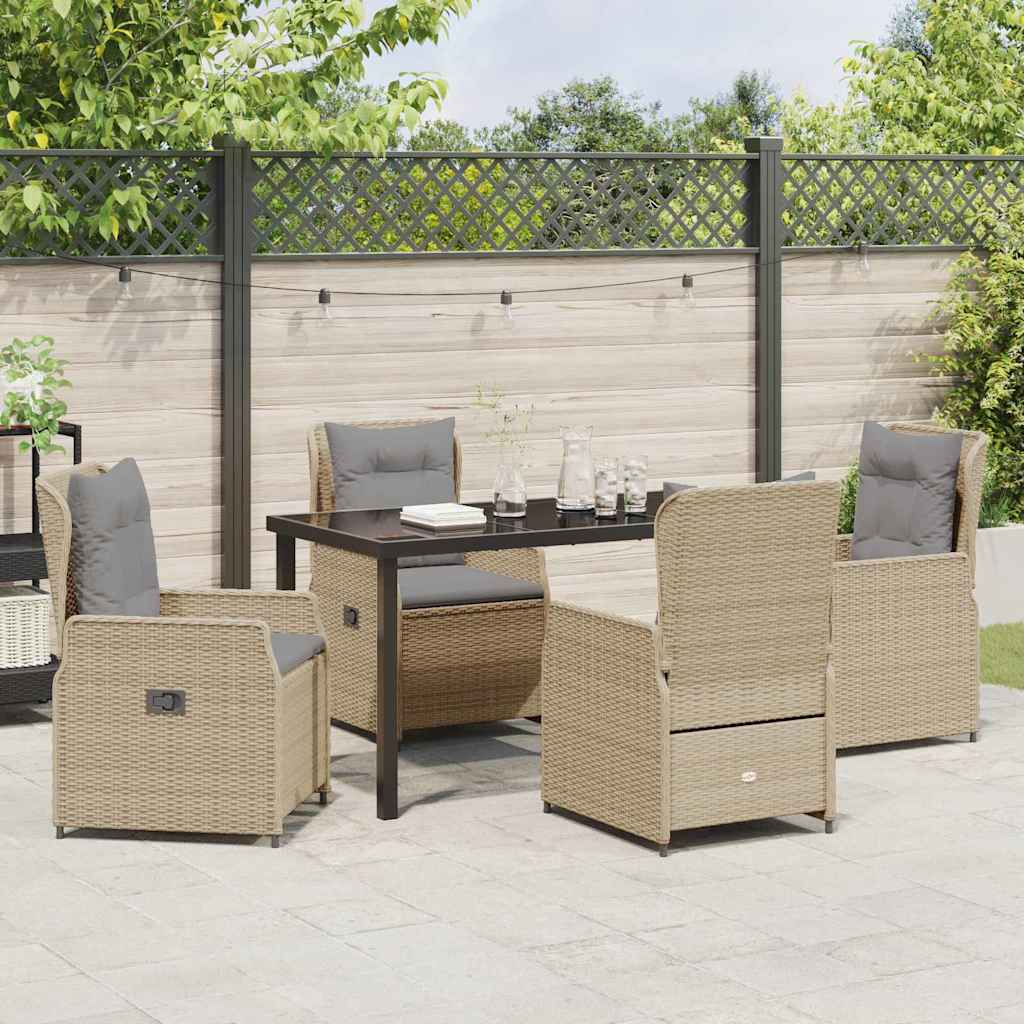 Tuin eettafelset 5 pcs Beige en Licht Grijs poly rattan