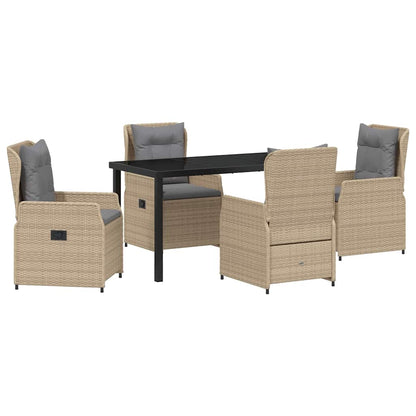 Tuin eettafelset 5 pcs Beige en Licht Grijs poly rattan