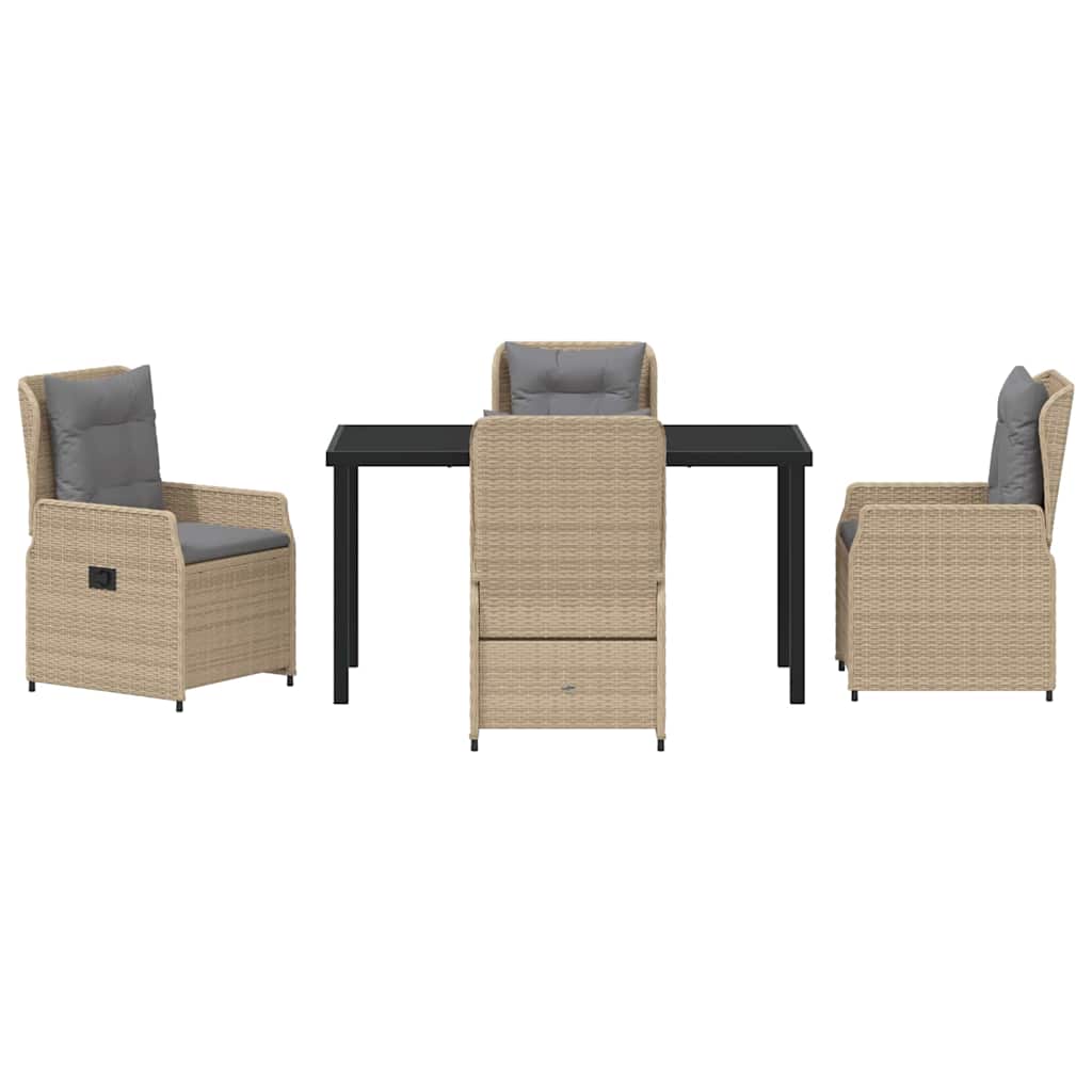 Tuin eettafelset 5 pcs Beige en Licht Grijs poly rattan