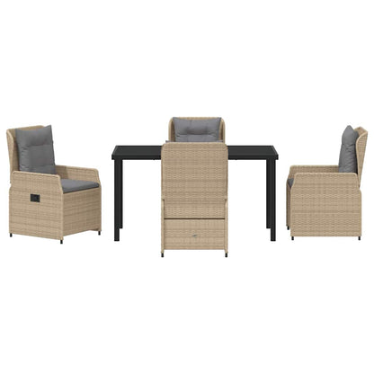 Tuin eettafelset 5 pcs Beige en Licht Grijs poly rattan