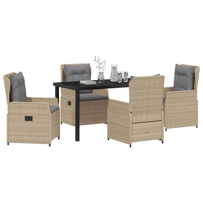 Tuin eettafelset 5 pcs Beige en Licht Grijs poly rattan