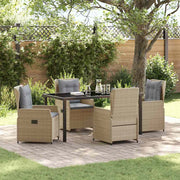 Tuin eettafelset poly rattan beige licht grijs 5-delig