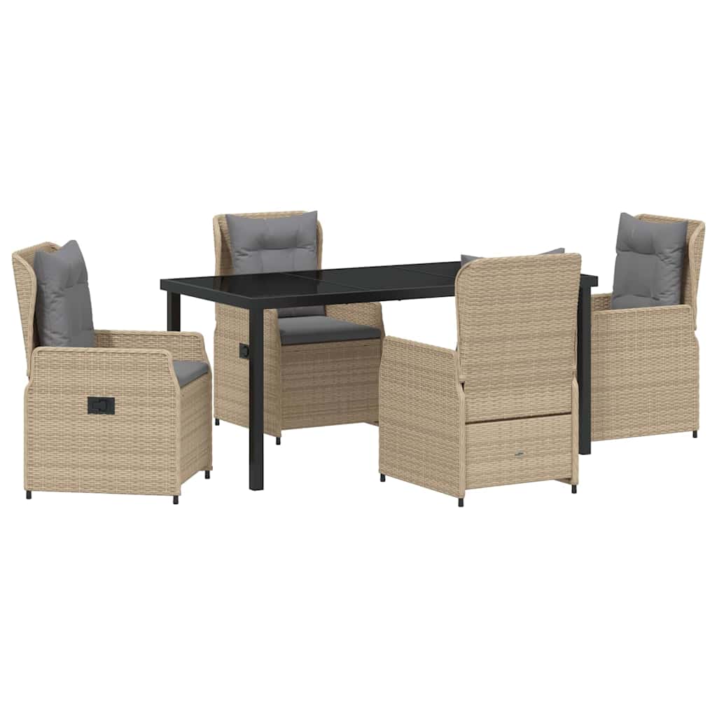 Tuin eettafelset 5 pcs Beige en Licht Grijs poly rattan