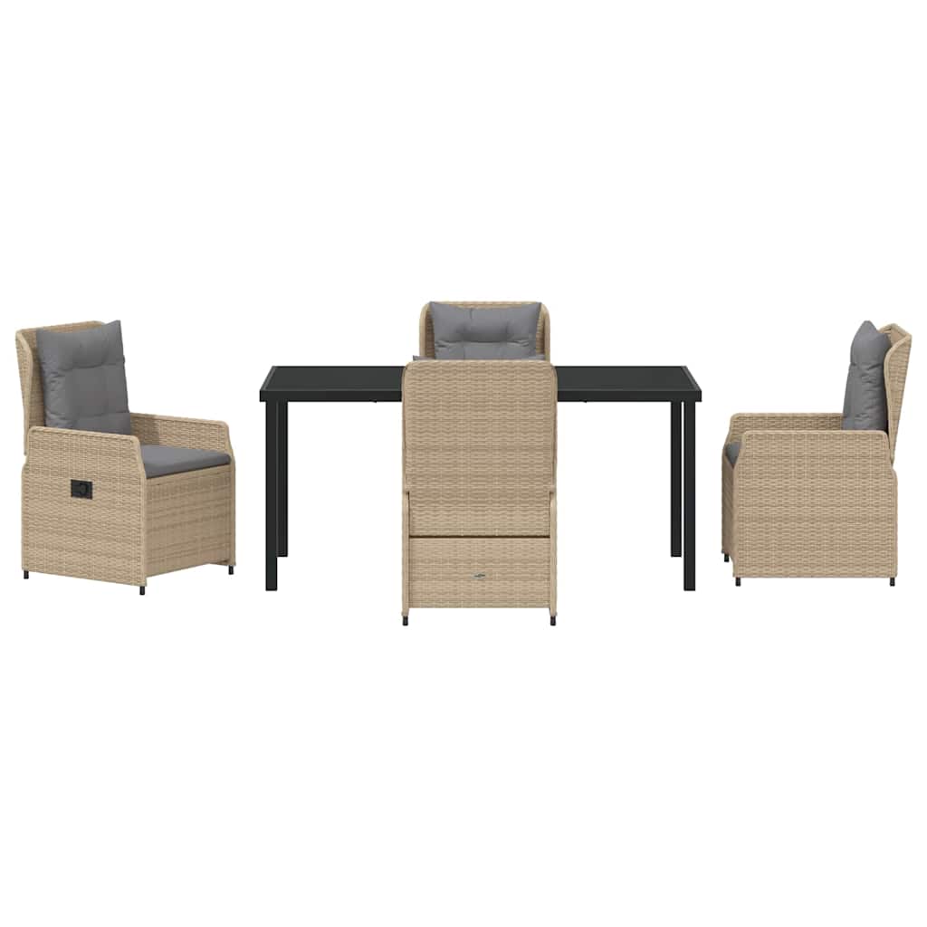Tuin eettafelset 5 pcs Beige en Licht Grijs poly rattan