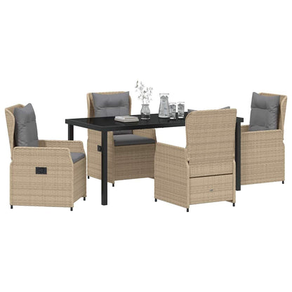 Tuin eettafelset 5 pcs Beige en Licht Grijs poly rattan