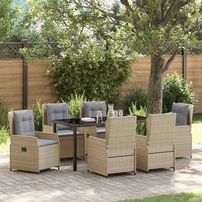 Tuin eettafelset 7 pcs Beige en Licht Grijs poly rattan