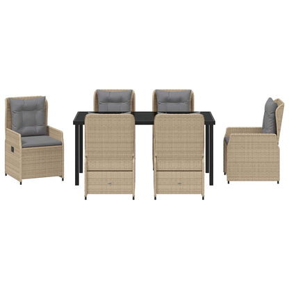Tuin eettafelset 7 pcs Beige en Licht Grijs poly rattan