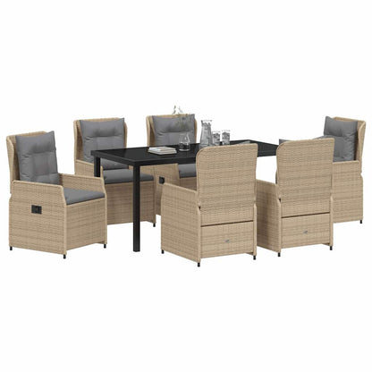 Tuin eettafelset 7 pcs Beige en Licht Grijs poly rattan