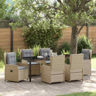 Tuin eettafelset 7-delig poly rattan beige lichtgrijs 160x80x73 cm