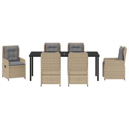 Tuin eettafelset 7 pcs Beige en Licht Grijs poly rattan