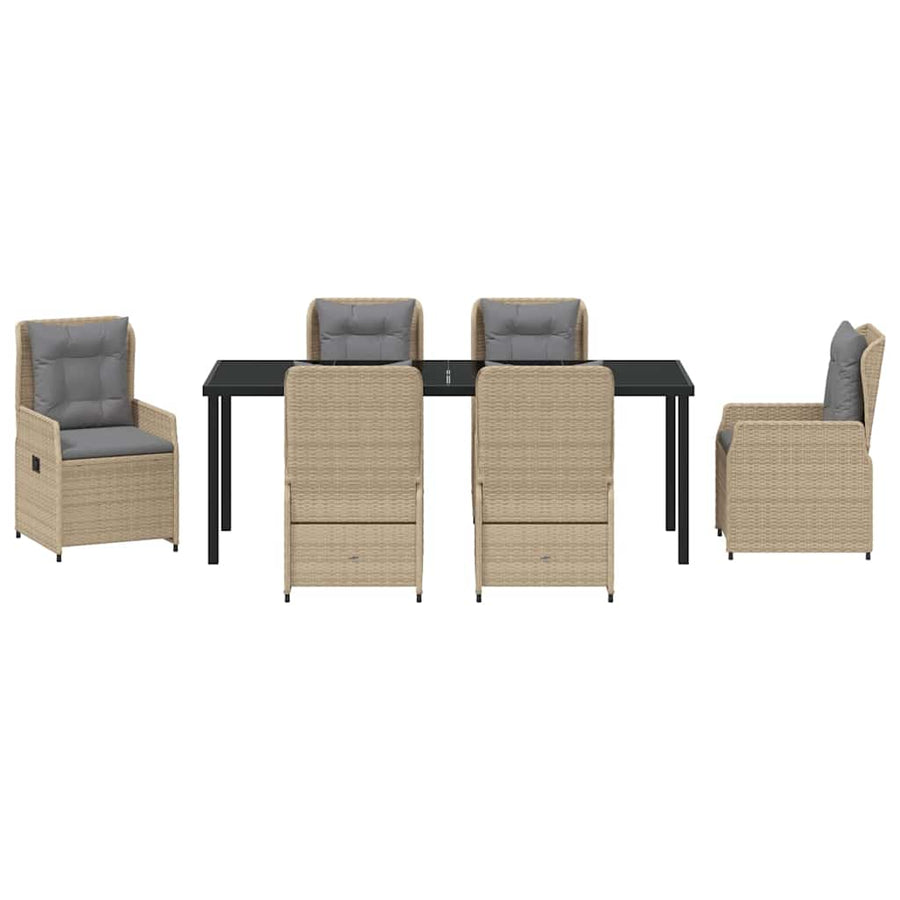 Tuin eettafelset 7 pcs Beige en Licht Grijs poly rattan