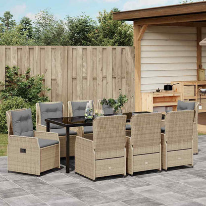 Tuin eettafelset 9 pcs Beige en Licht Grijs poly rattan