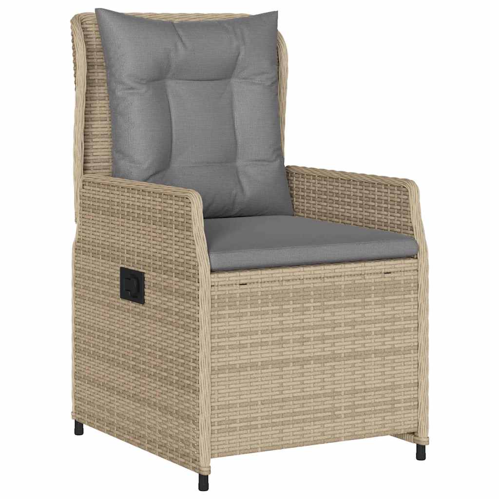 Tuin eettafelset 9 pcs Beige en Licht Grijs poly rattan
