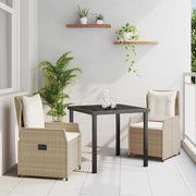 Tuin eettafelset 2 personen poly rattan beige