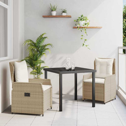 Tuin eettafelset 3 pcs Beige en Licht Grijs poly rattan