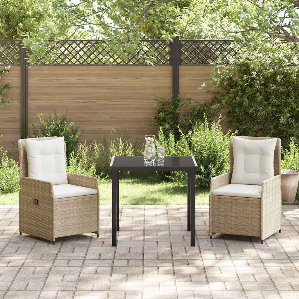 Tuin eettafelset 3 pcs Beige en Licht Grijs poly rattan
