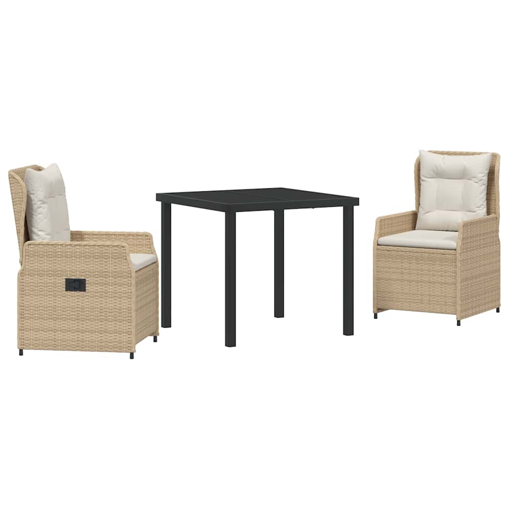 Tuin eettafelset 3 pcs Beige en Licht Grijs poly rattan