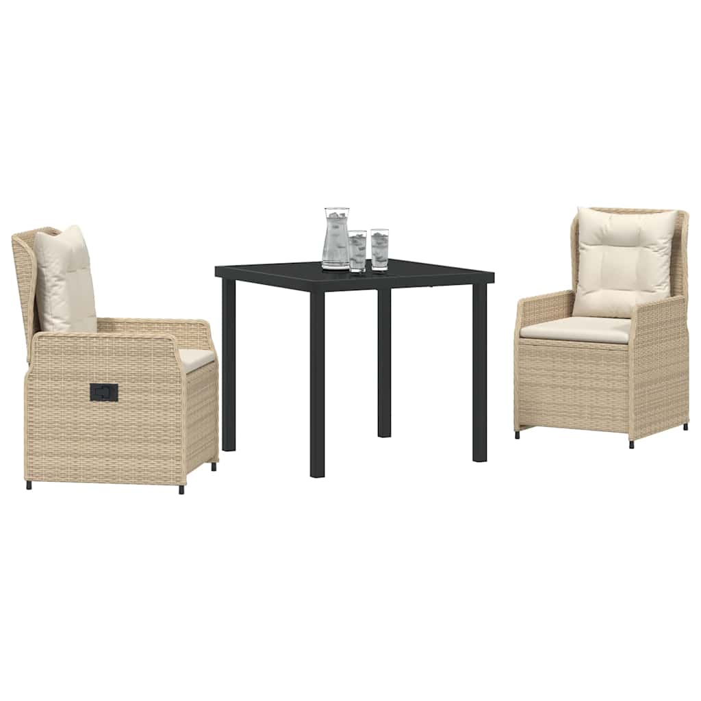 Tuin eettafelset 3 pcs Beige en Licht Grijs poly rattan