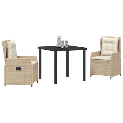 Tuin eettafelset 3 pcs Beige en Licht Grijs poly rattan