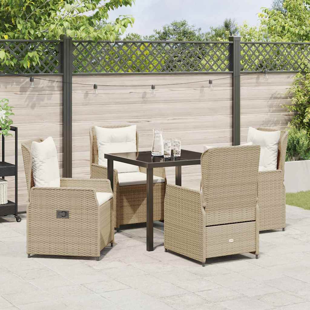 Tuin eettafelset 5 pcs Beige en Licht Grijs poly rattan