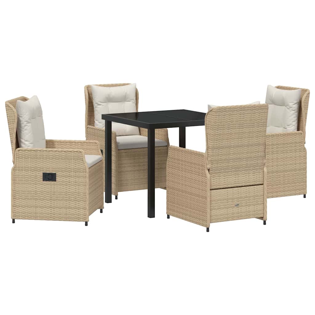 Tuin eettafelset 5 pcs Beige en Licht Grijs poly rattan