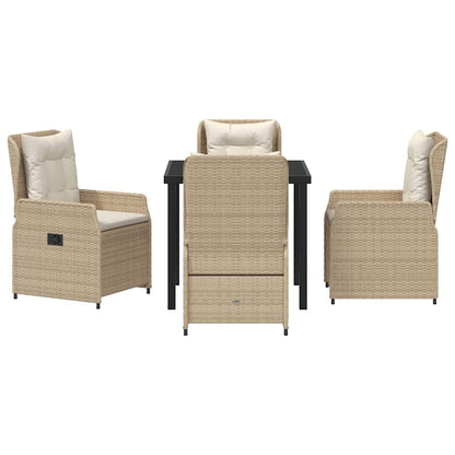 Tuin eettafelset 5 pcs Beige en Licht Grijs poly rattan